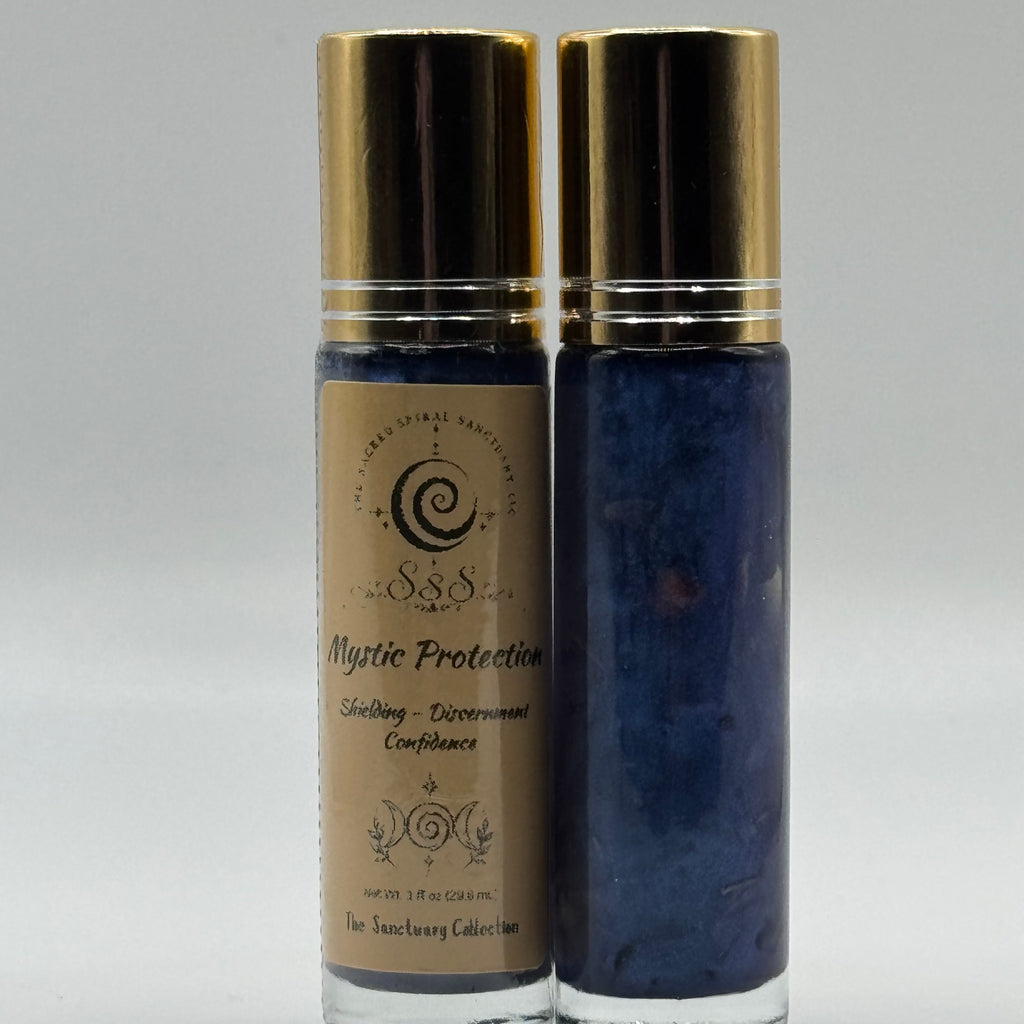 Mystic Protection Aromatherapy Roll-On Oil - Black Tourmaline Crystal-Infused Essential Carrier Oil for Personal Care
