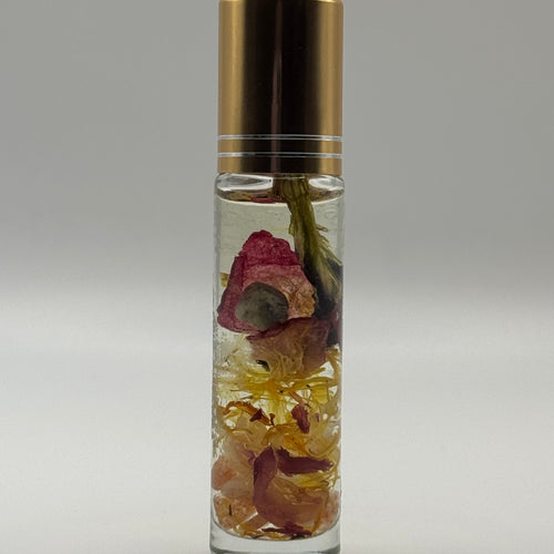 Faerie Hollow Aromatherapy Roll-On Oil - Moonstone & Sunstone Crystal-Infused Essential Carrier Oil for Personal Care
