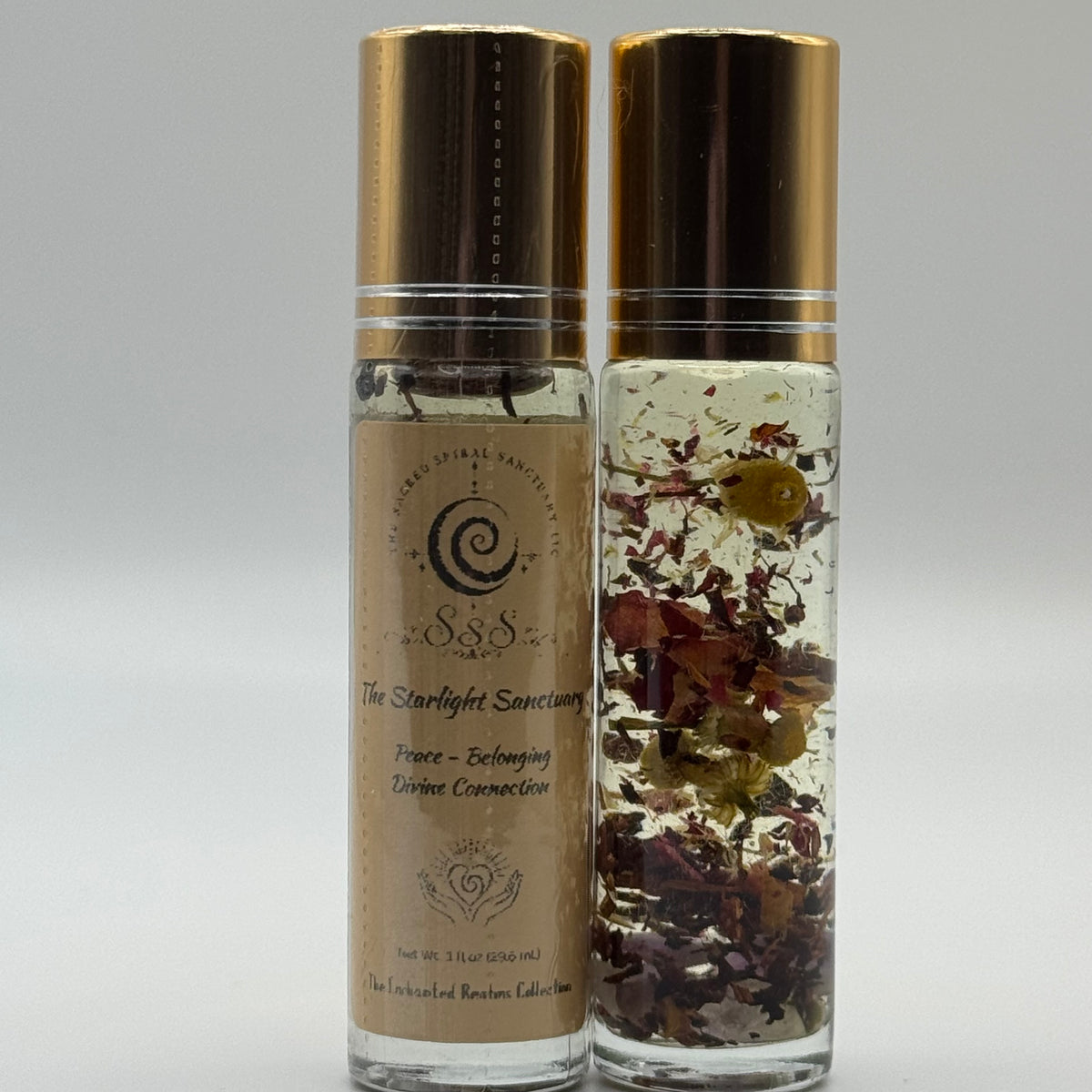 The Starlight Sanctuary Aromatherapy Roll-On Oil - Prehnite & Amethyst Crystal-Infused Essential Carrier Oil for Personal Care