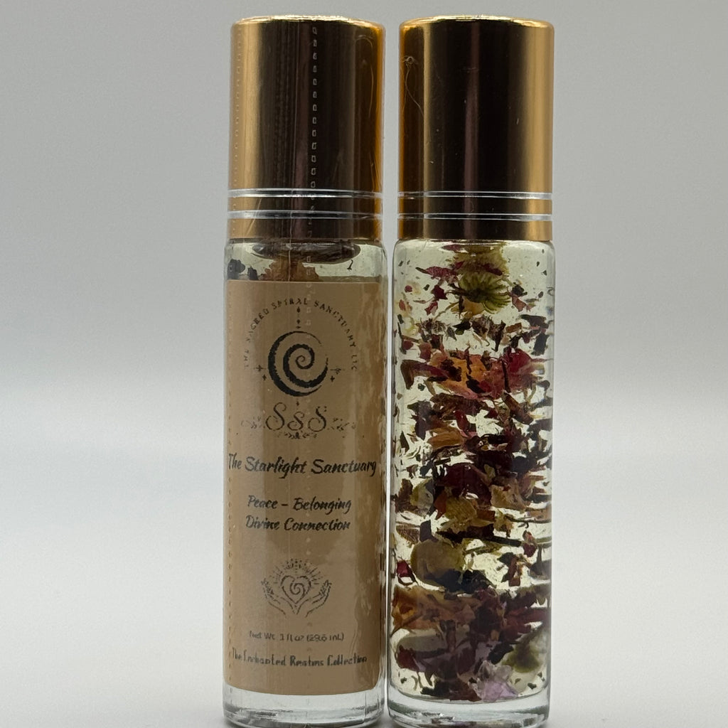 The Starlight Sanctuary Aromatherapy Roll-On Oil - Prehnite & Amethyst Crystal-Infused Essential Carrier Oil for Personal Care