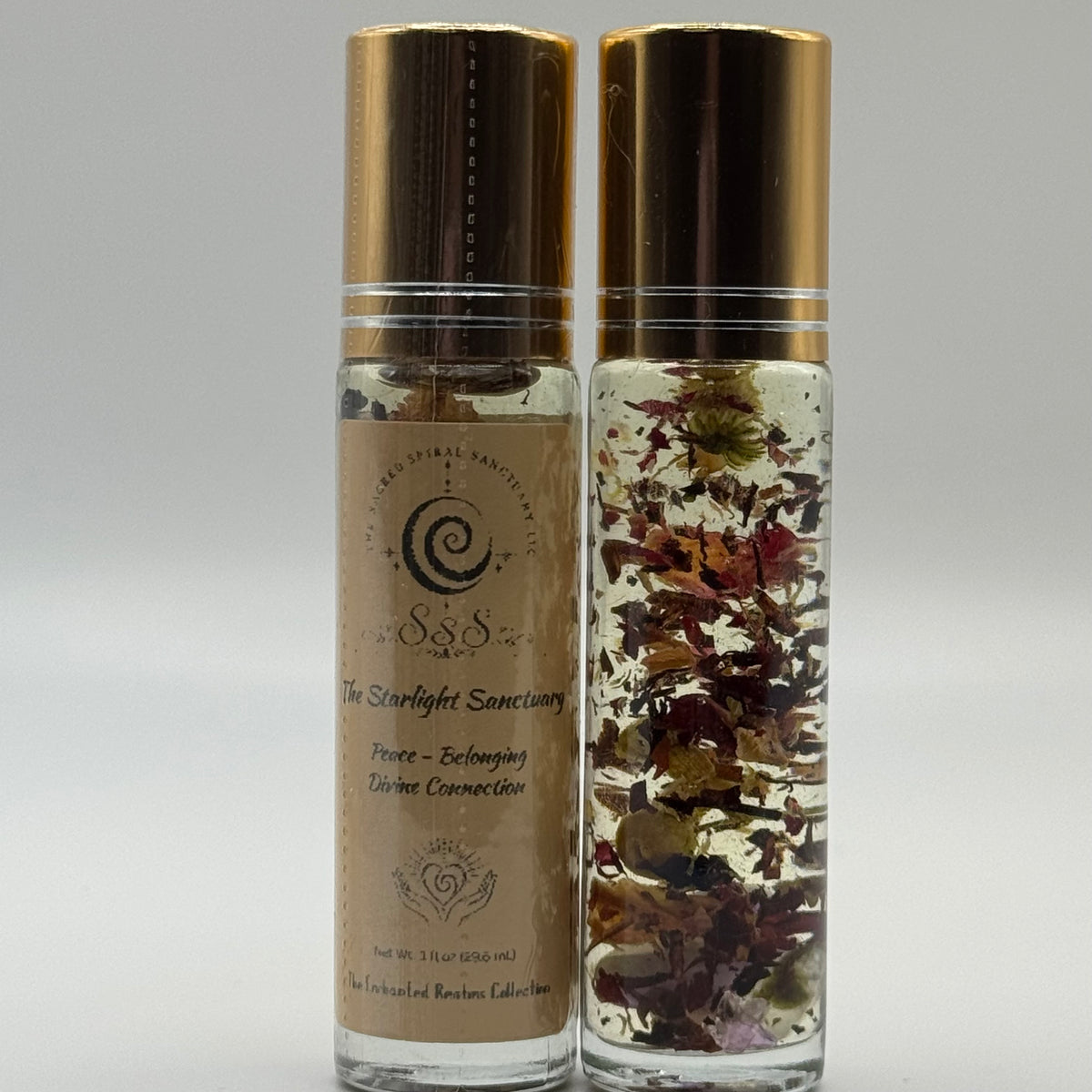 The Starlight Sanctuary Aromatherapy Roll-On Oil - Prehnite & Amethyst Crystal-Infused Essential Carrier Oil for Personal Care